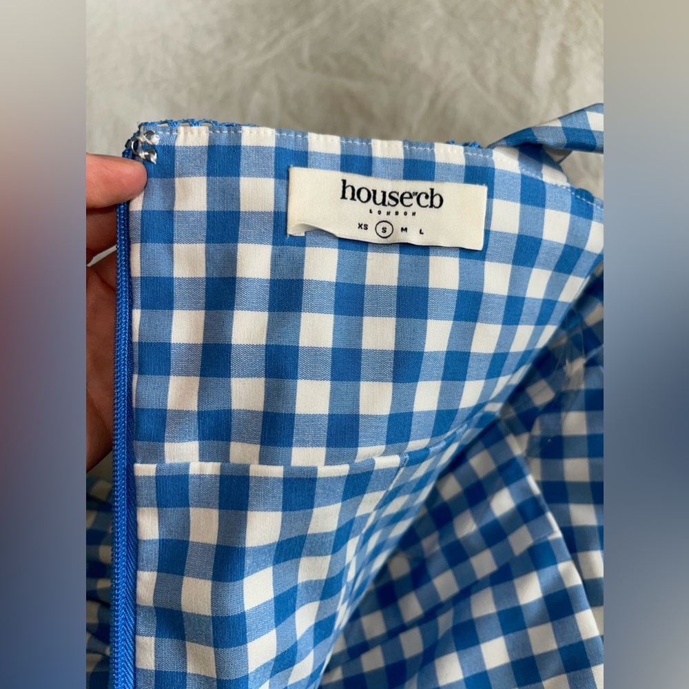 House of CB Blue and White Gingham Midi Dress - Picture 8 of 9